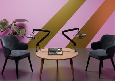 Virtual Background Podcast Studio